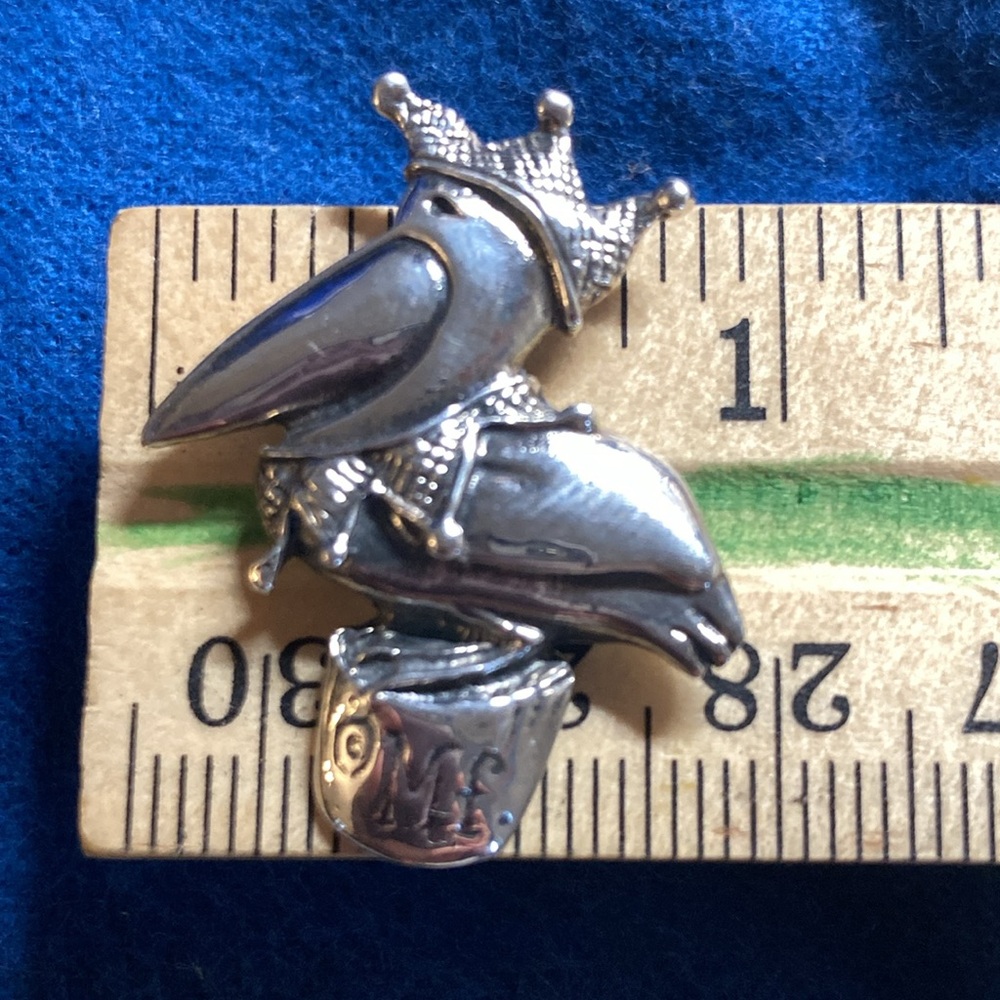 Retired Mignon Faget Sterling Jester Pelican Pendant Mardi Gras - Picture 5 of 5
